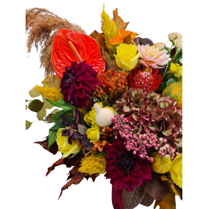 Aranjament floral Olla in cutie cu hortensia si flori de toamna [3]