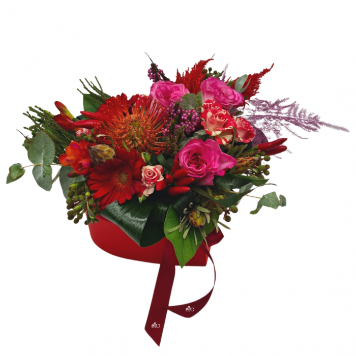 Aranjament floral Olla in cutie inima cu flori de primavara [2]
