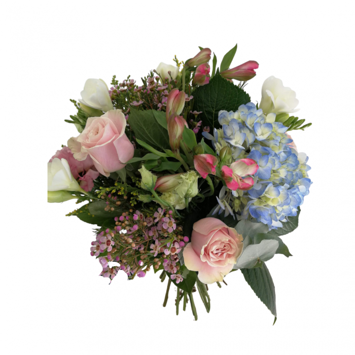 Buchet de flori de primavara Olla cu Hortensia si Frezii [2]