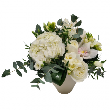 Aranjamente florale nunta - Aranjament floral nunta Olla cu Hortensia si flori albe