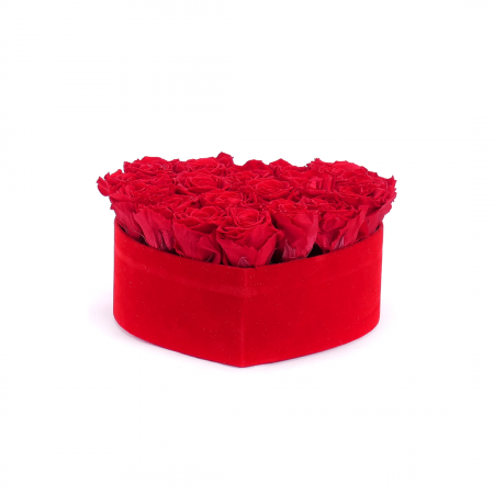 Aranjament floral Olla in forma de inima cu 21 Trandafiri rosii premium [1]