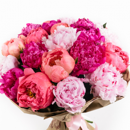 Buchete Bujori - Buchet Bujori Mixt Corai Fucsia Roz