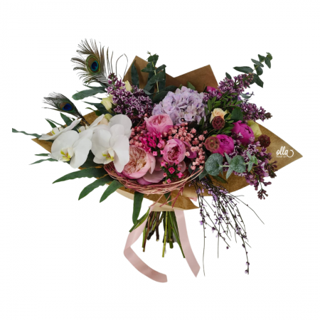 Buchete Bujori - Buchet de flori de primavara Olla cu Hortensia si Orhidee