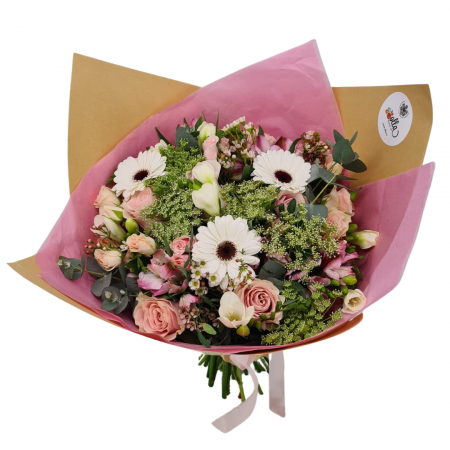 Toamna - Buchet de flori de primavara Olla cu Frezii si Trandafiri