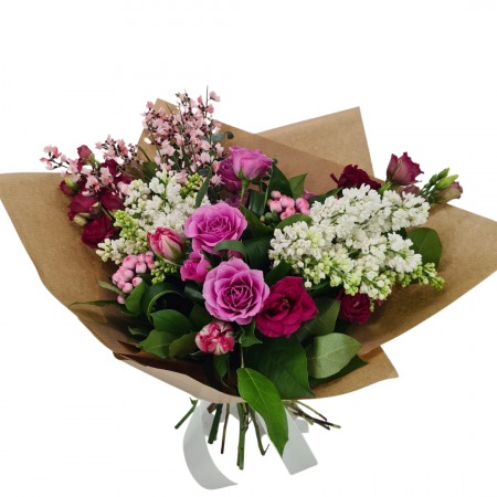 Buchete Lalele - Buchet de flori de primavara Olla cu Liliac si Lalele