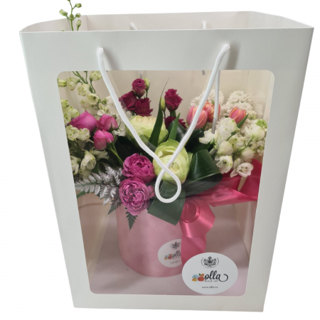 Cutie de catifea Olla cu Liliac, Lalele si Trandafiri B2B [2]