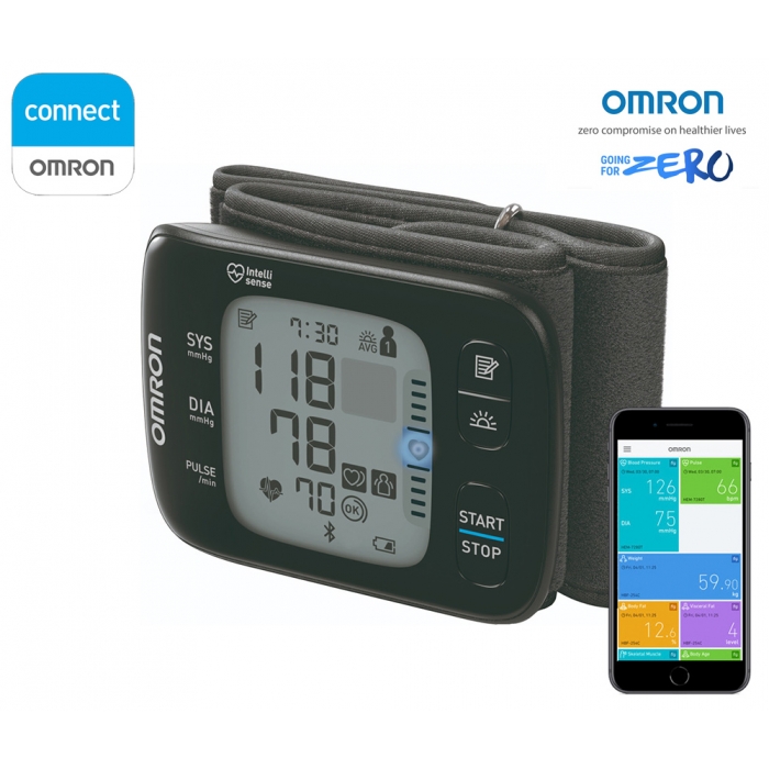 OMRON RS7 Intelli IT cu Bluetooth - Tensiometru de incheietura, silentios, transfer date Bluetooth, 2 utilizatori, validat clinic