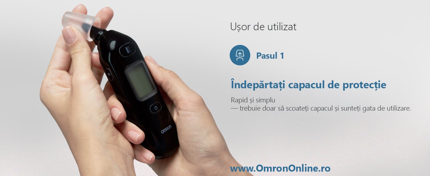 Termometru-OMRON-Gentle-Temp-533-mod-utilizare-1-indepartare-capac-protectie