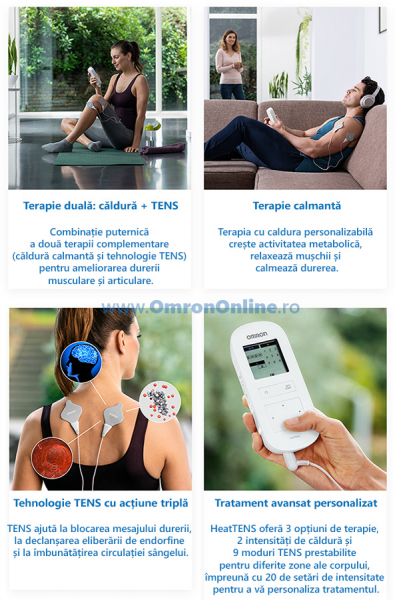 Electrostimulator muscular Omron HeatTens, TENS + HEAT (terapie prin caldura), baterie reincarcabila, pentru ameliorarea durerii articulare si musculare [2]