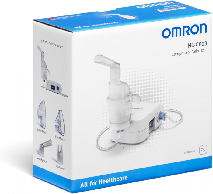 Aparat aerosoli portabil C803 de la Omron ce poate fi tinut in mana, nu face zgomot mult si poate fi utilizat de adulti si copii. [7]