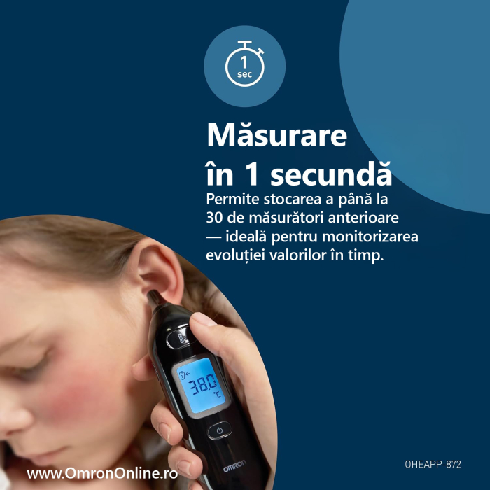 OMRON Gentle Temp 533 - Termometru digital cu infraroșu, de ureche, pentru copii și adulți, măsurare rapidă în 1 secundă și design fără capac [3]
