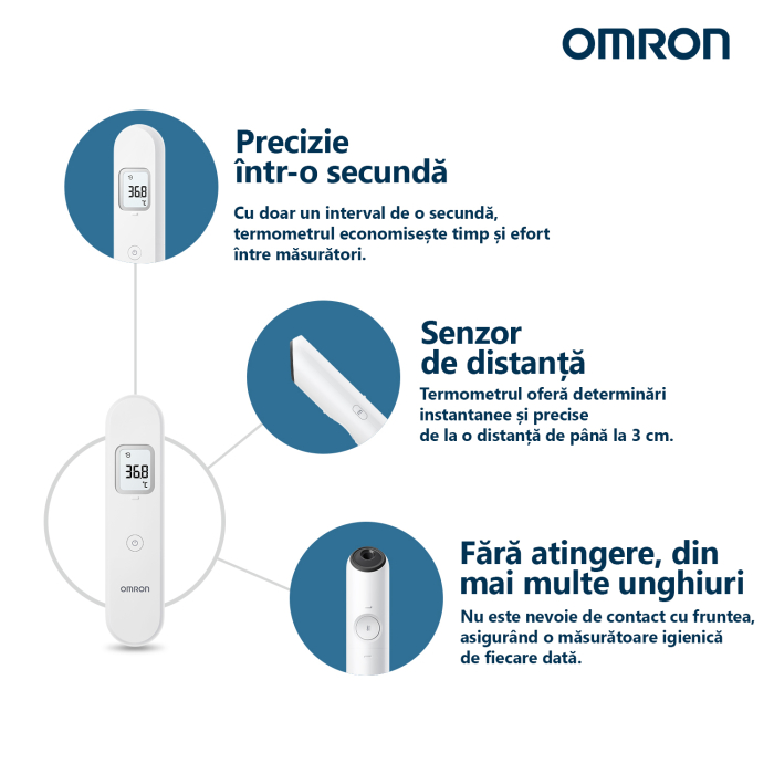 OMRON Gentle Temp 730 - Termometru de frunte cu infraroșu, fără contact, pentru nou-născuți, copii și adulți, măsurare rapidă în 1 secundă, rezistent la apa, silentios [5]