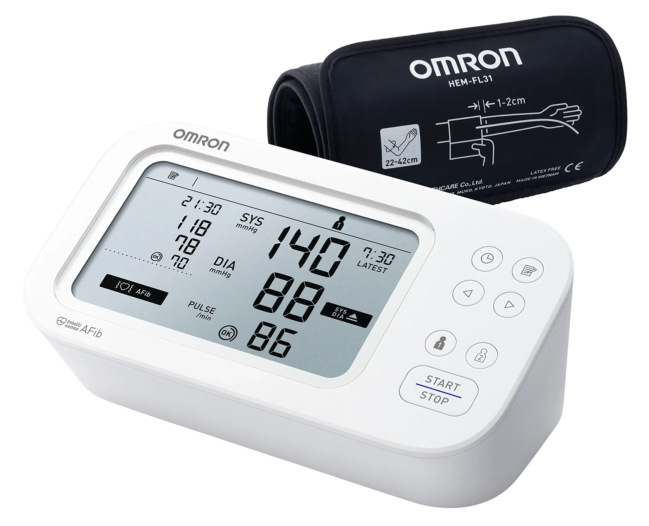 OMRON M6 Comfort AFib (HEM-7380-E) - Tensiometru de brat, detectare fibrilatie atriala (Afib), manseta inteligenta Intelli Cuff, afisaj DUAL - Omron [4]