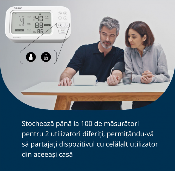 OMRON M6 Comfort AFib (HEM-7380-E) - Tensiometru de brat, detectare fibrilatie atriala (Afib), manseta inteligenta Intelli Cuff, afisaj DUAL - Omron [6]