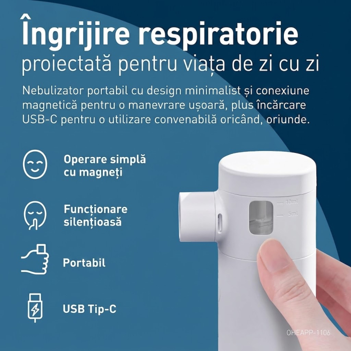 Omron MicroAir Move - Nebulizator portabil silentios, cu ultrasunete, reincarcabil prin USB-C [4]