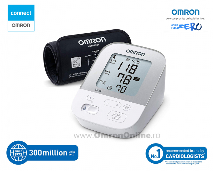 OMRON X4 Smart - Tensiometru de brat, manseta inteligenta Intelli Cuff, transfer date Omron Connect, validat clinic, garantie 3 ani [1]