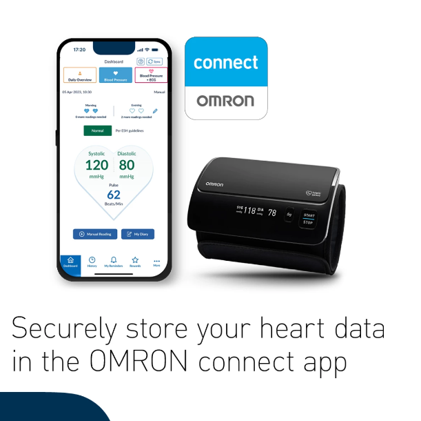 Tensiometru Omron EVOLV digital de brat, manseta inteligenta 22-42 cm, transfer date Bluetooth, fara cabluri, validat clinic, ecran OLED, fabricat in Japonia [8]