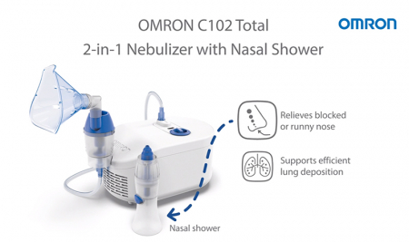 Nebulizator cu compresor Omron C102 / X102 Total + irigator nazal, utilizare continua, fabricat in Italia [5]