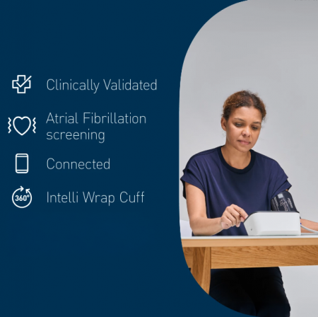 OMRON M7 Intelli IT AFib (HEM-7380T1-EBK) cu Bluetooth - Tensiometru de brat, detectare fibrilatie atriala, manseta inteligenta Intelli Cuff, transfer date Omron Connect, afisaj DUAL [9]