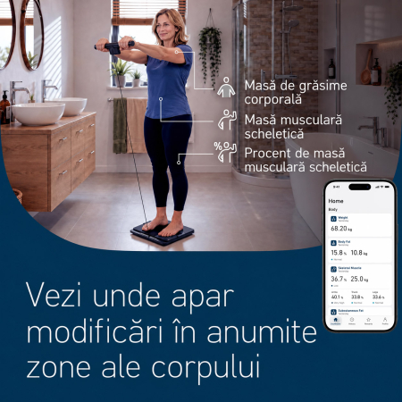 Analizoare corporale - Omron Viva360+ , Cantar digital pentru compozitia corporala cu analiza pe segmente, 4 utilizatori