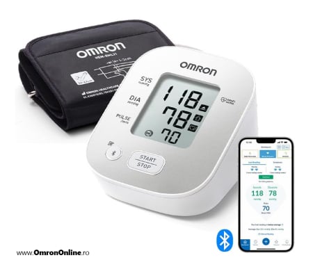 Tensiometre de brat - Omron X2 Smart+, Tensiometru de brat, validat clinic, transfer date Bluetooth in aplicatia Omron Connect, manseta mare 22-42 cm