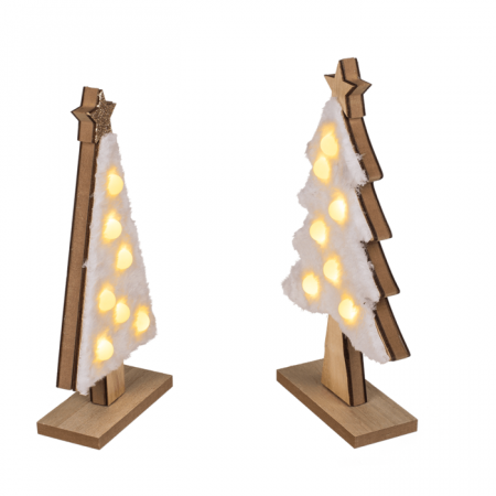 Set 2 braduti Craciun din lemn cu lumina LED [1]