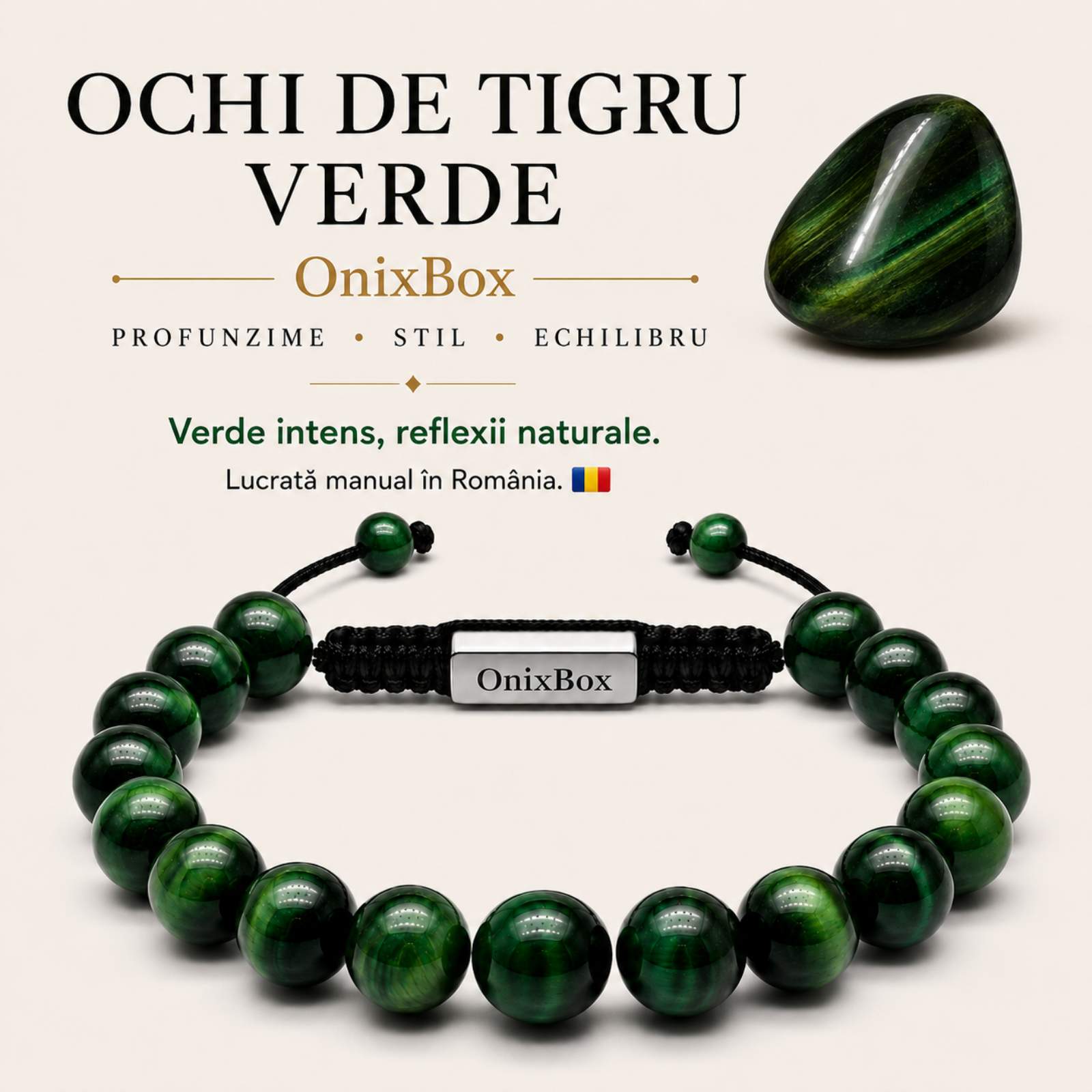bratara cu pietre ochi de tigru verde