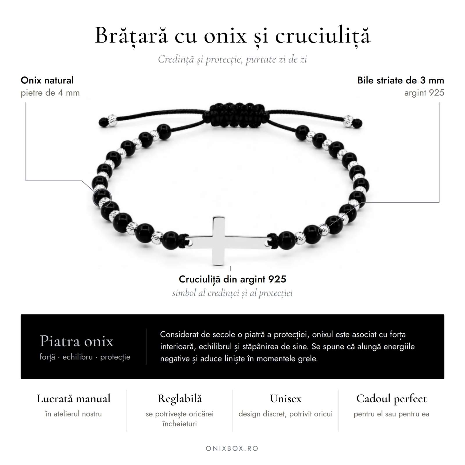 bratari cu cruce din argint pentru barbati