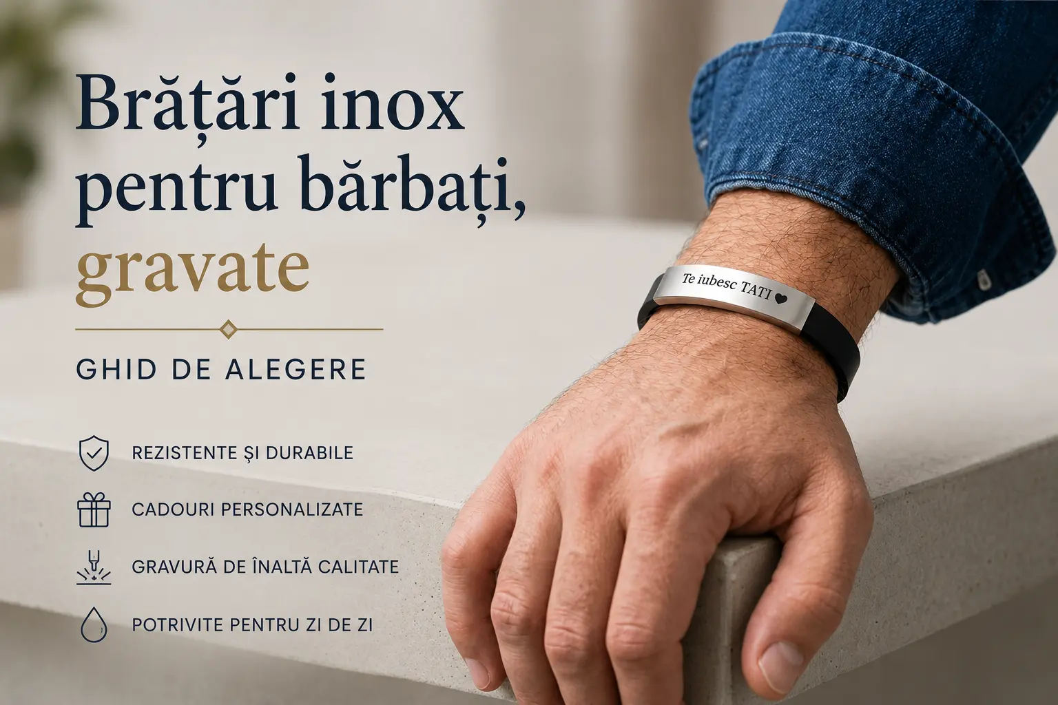 Brățări inox pentru bărbați, gravate: ghid de alegere