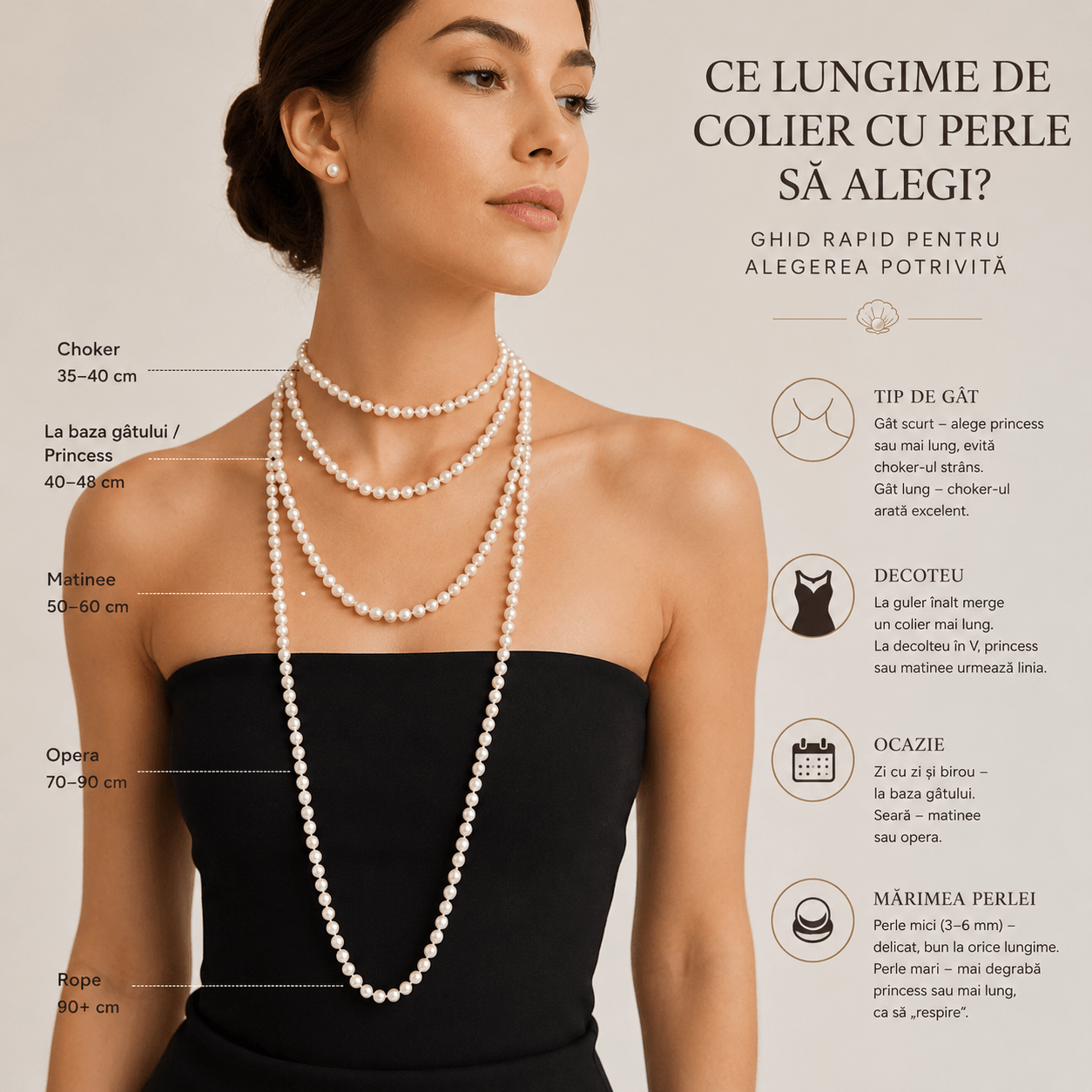 Ce lungime de colier cu perle să alegi: ghid + tabel