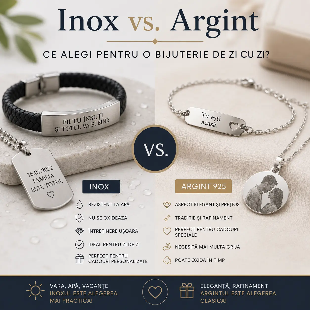 Inox vs. argint: ce alegi pentru o bijuterie de zi cu zi?