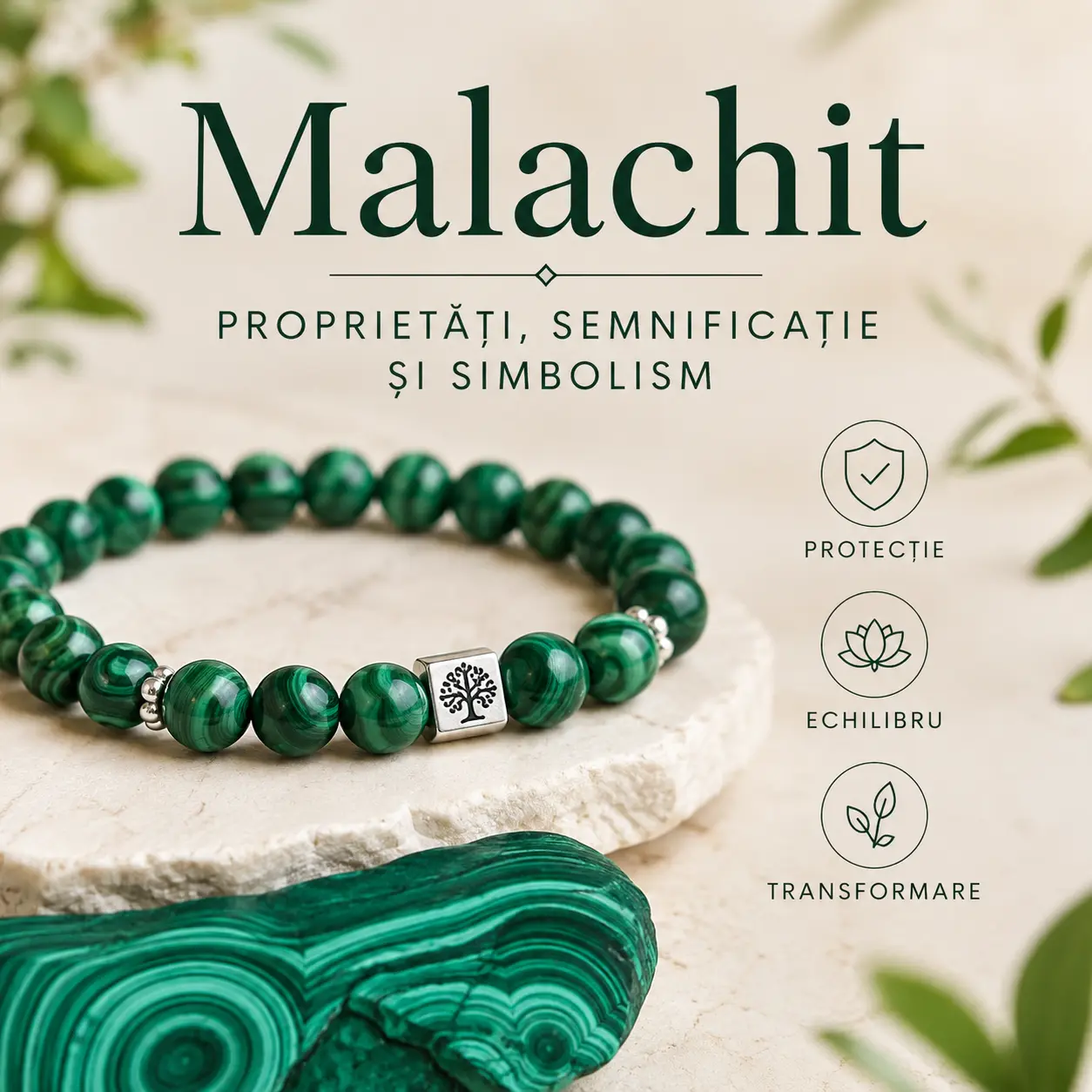 Malachit: proprietăți, semnificație și simbolism