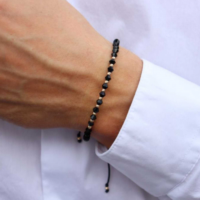 Bratara aur 14k cu bilute, snur reglabil si Cristale Sticla [7]