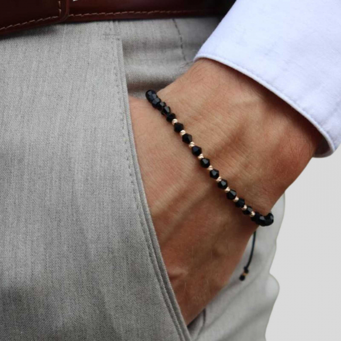 Bratara aur 14k cu bilute, snur reglabil si Cristale Sticla [9]