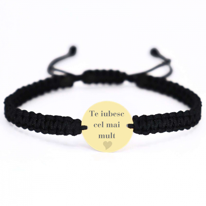 Bratara Aur dama, snur impletit, banut aur 16 mm, personalizata cu poza [2]