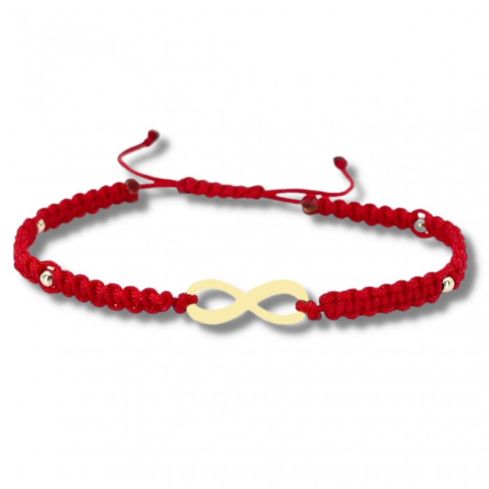 Bratara aur dama, snur reglabil, bilute si infinit aur 14k [3]