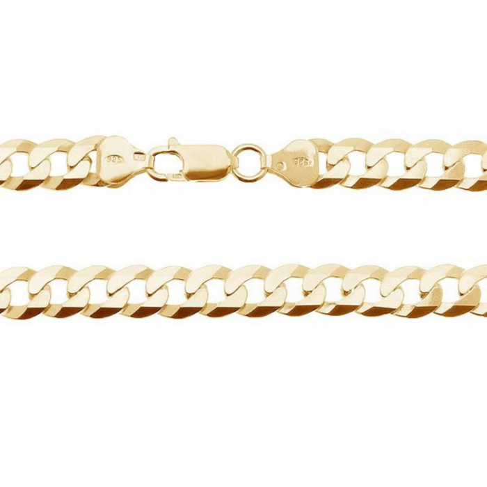 Bratara barbati argint 925 placata cu aur 24k, lant Cuban [3]