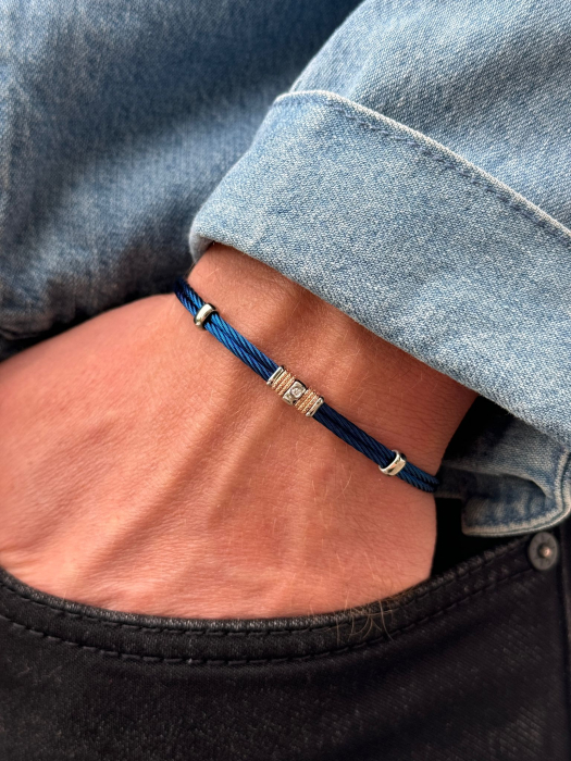 Brățară Bărbați cu Diamant de 0.015ct, din Oțel Inoxidabil Albastru [2]