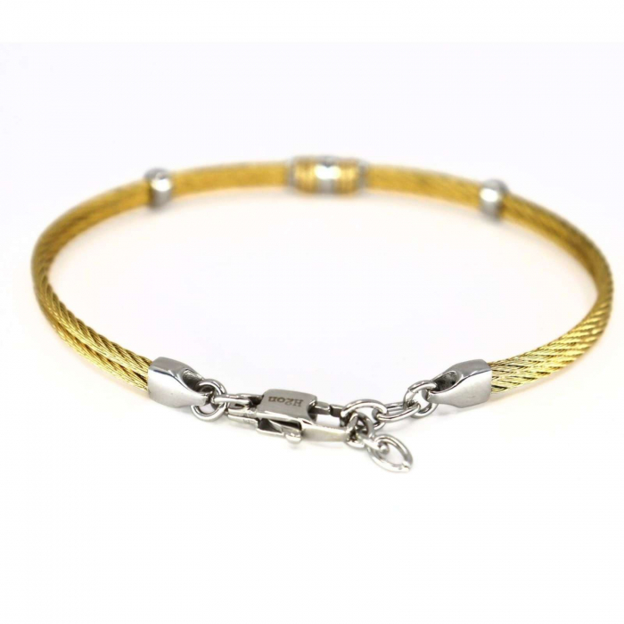 Brățară Bărbați cu Diamant de 0.015ct, din Oțel Inoxidabil Auriu [7]