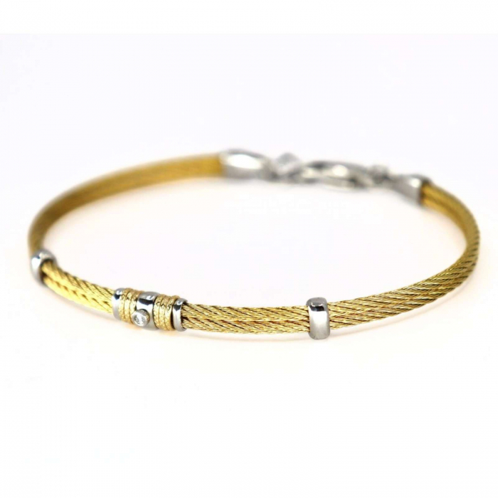 Brățară Bărbați cu Diamant de 0.015ct, din Oțel Inoxidabil Auriu [6]