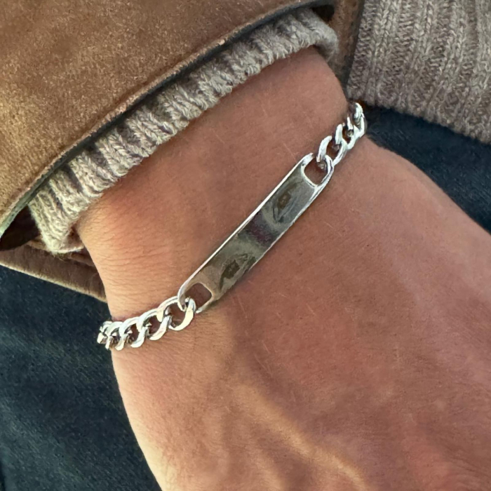 Brățară Bărbați Personalizată cu Fotografia Ochilor – Plăcuță Inox 40x8 mm, Lungime 23 cm, Reglabilă [5]