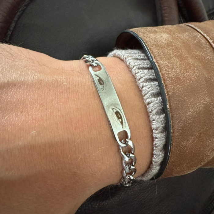 Brățară Bărbați Personalizată cu Fotografia Ochilor – Plăcuță Inox 40x8 mm, Lungime 23 cm, Reglabilă [4]