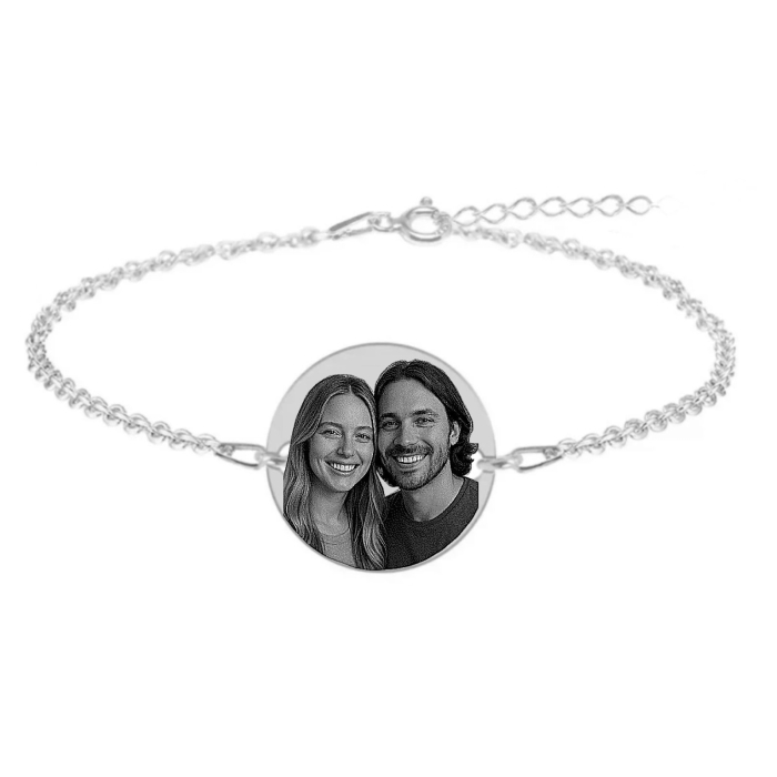 Brățară Personalizată cu Poză și Text, pentru Damă - Bănuț 20mm, Lanț Reglabil, Inox Premium [1]
