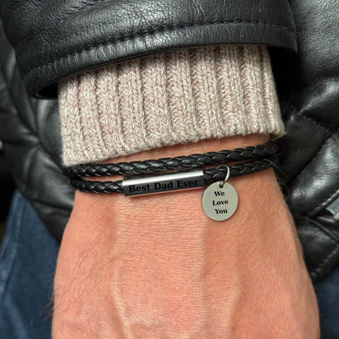 Brățară Bărbați Personalizată cu Bănuț 12mm și Închidere Magnetică – Piele Naturală, Inox Premium [3]