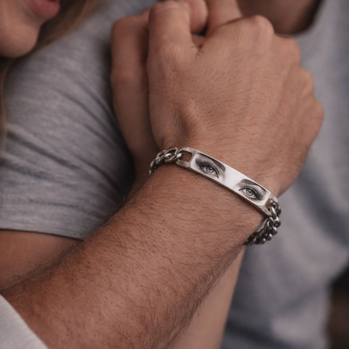 Brățară Bărbați Personalizată cu Fotografia Ochilor – Inox Premium, Gravură Laser, Cadou Emoțional Unic [2]