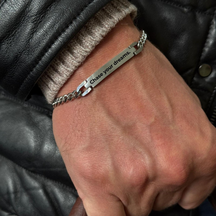 Brățară Bărbați Personalizată - Plăcuță și Lanț Cuban din Inox cu Aspect Lucios, Lungime 21 cm [2]