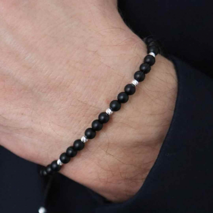 Bratara bilute argint, snur reglabil si onix mat [3]