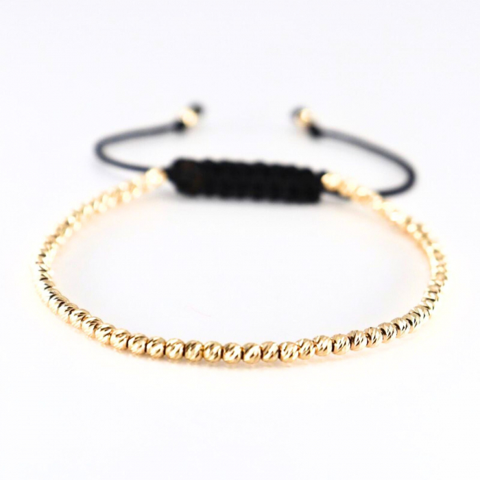 Brățară cu Bile de Aur 14K 2.5 mm pentru Damă, Șnur Reglabil [3]
