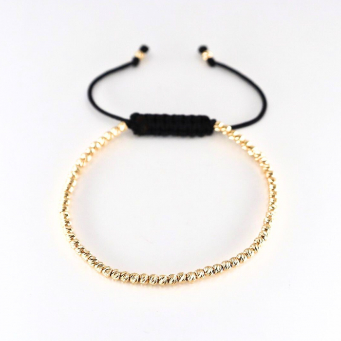 Brățară cu Bile de Aur 14K 2.5 mm pentru Damă, Șnur Reglabil [2]