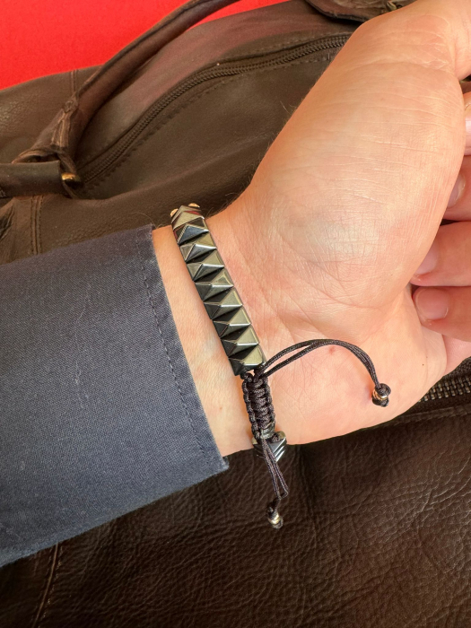Brățară cu bile de aur 14K și Hematit, șnur reglabil [4]